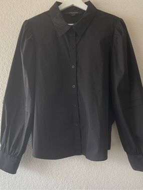Marc New York Black Button-Up Puff Sleeve Shirt